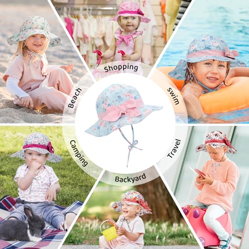 Baby Sun Hat for Toddler Boys & Girls, UPF 50+, Adjustable Wide Brim Bucket Hats, Summer Beach Caps, Ideal for Ages 1-7 Years4