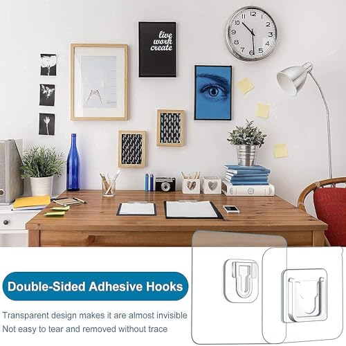 Image of 10 Pcs Heavy Duty Waterproof Double-Sided Adhesive Wall Hooks - Strong Plastic Hooks for Wall Hangings, Robes Finish Male Female Hook-10