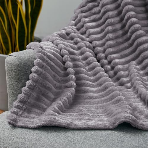 Image of Nestl Purple Throw Blanket for Couch - Cozy Warm Fuzzy Blankets for Women, Set of 2 Small Fleece Throws for Girls - Dusty Purple, 50 x 60 Inches
