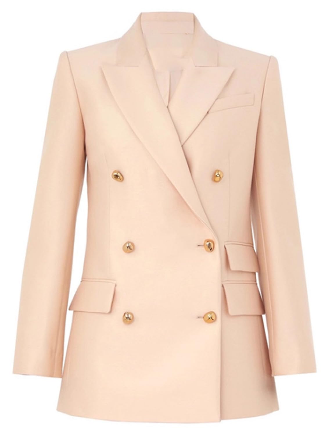 Womens Peak Lapel Blazer Double Breasted Buttons Suit Jacket Party Prom Coat