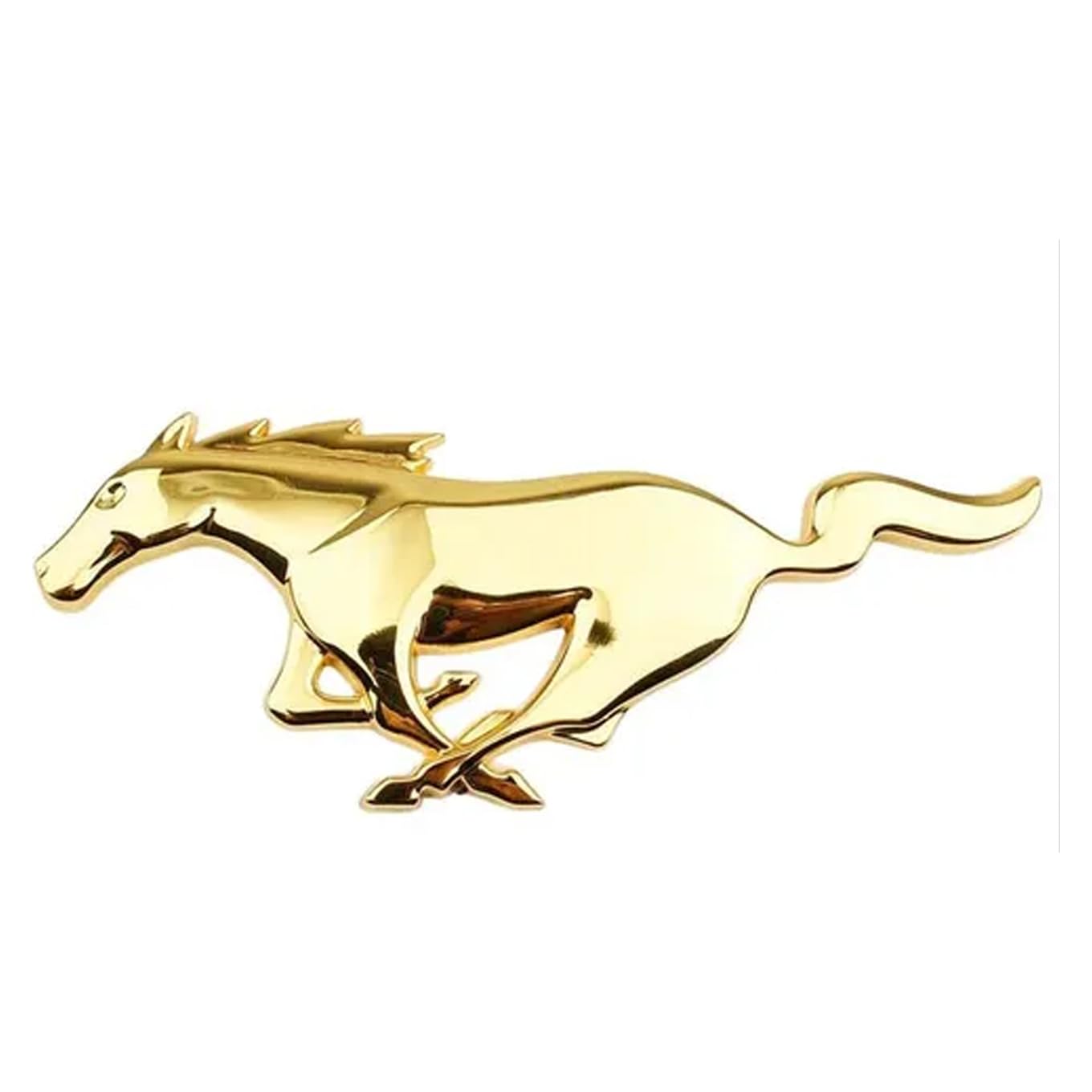 Sakuun Horse-Shaped 3D Metal Emblem Logo – Big, Gold, 15.5 x 6 cm– Running Stance Badge for Cars, Bikes, & Any Flat Surfaces