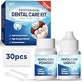 Zahnreparatur-Set für temporäre Zahnfüllungen, Komplettset mit Füllpulver & Haftgel – Selbstreparatur von Karieslöchern, Zahnrissen und Füllungsverlust