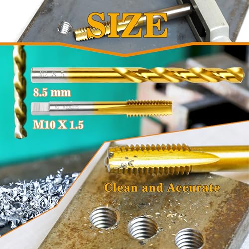 Image of M10x1.5 Tap and 8.5mm Drill Bit Kit, M2 HSS Metric Drill and Tap Set, Combination of Drill and Tap Kit for Metal