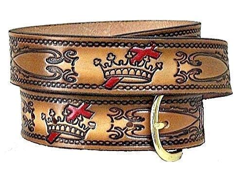 KNIGHTS TEMPLAR MASON FREEMASON MASONIC CUSTOM HANDMADE LEATHER BELT 1 1/2