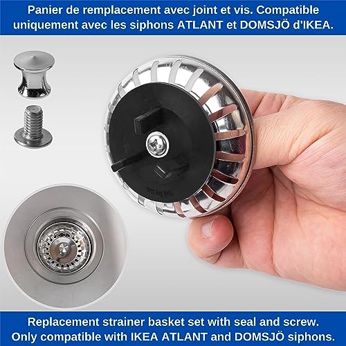 Panier à tamis pour évier avec joint caoutchouc compatible IKEA 2 sets - 4