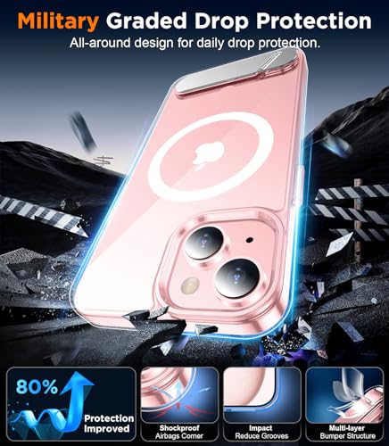 Image of Magnetic Compatible with iPhone 15 Case, [Built-in Invisible Kickstand][Compatible with MagSafe] [Military Grade Shockproof] Slim Thin Phone Case for iPhone 15 6.1 inch