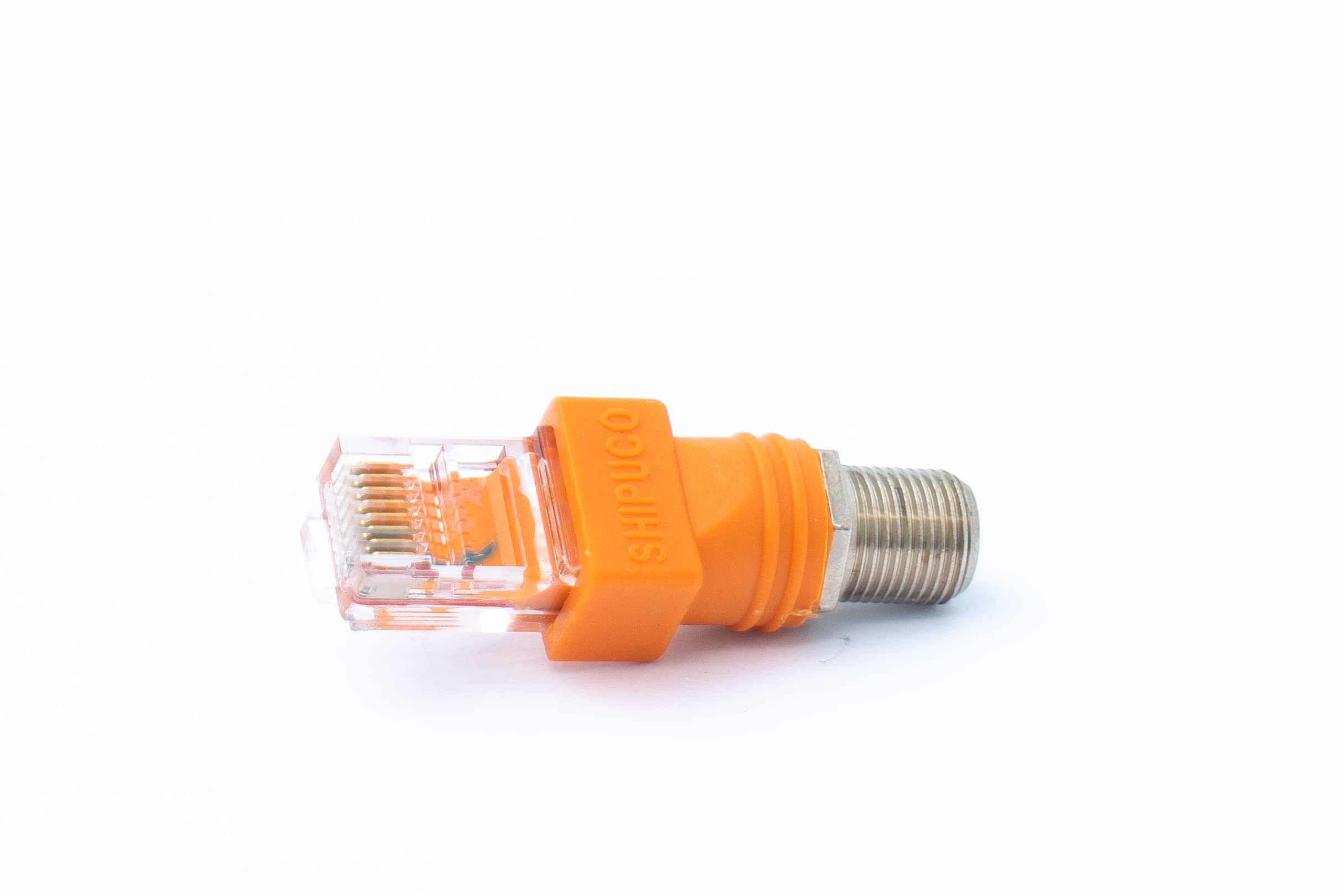 System-S Adapter koncentryczny RJ45 wtyczka do wtyczki typu F 50 omów kabel w kolorze pomarańczowym