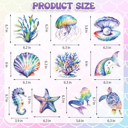 Image of 40Pcs Mermaid Hanging Swirl Decorations, Watercolor Mermaid Birthday Party Ceiling Hanging Swirls Mermaids Foil Swirls Streamers for Mermaids Themed Birthday Summer Ocean Party Decor Supplies