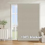 AJAZZ 100% Blackout Doorway Curtains Accordion Doors for Doorway Curtains Applicable Patio Door Curtain Sliding Door Curtains Sliding Door Blinds Closet Curtains(Cream White 98