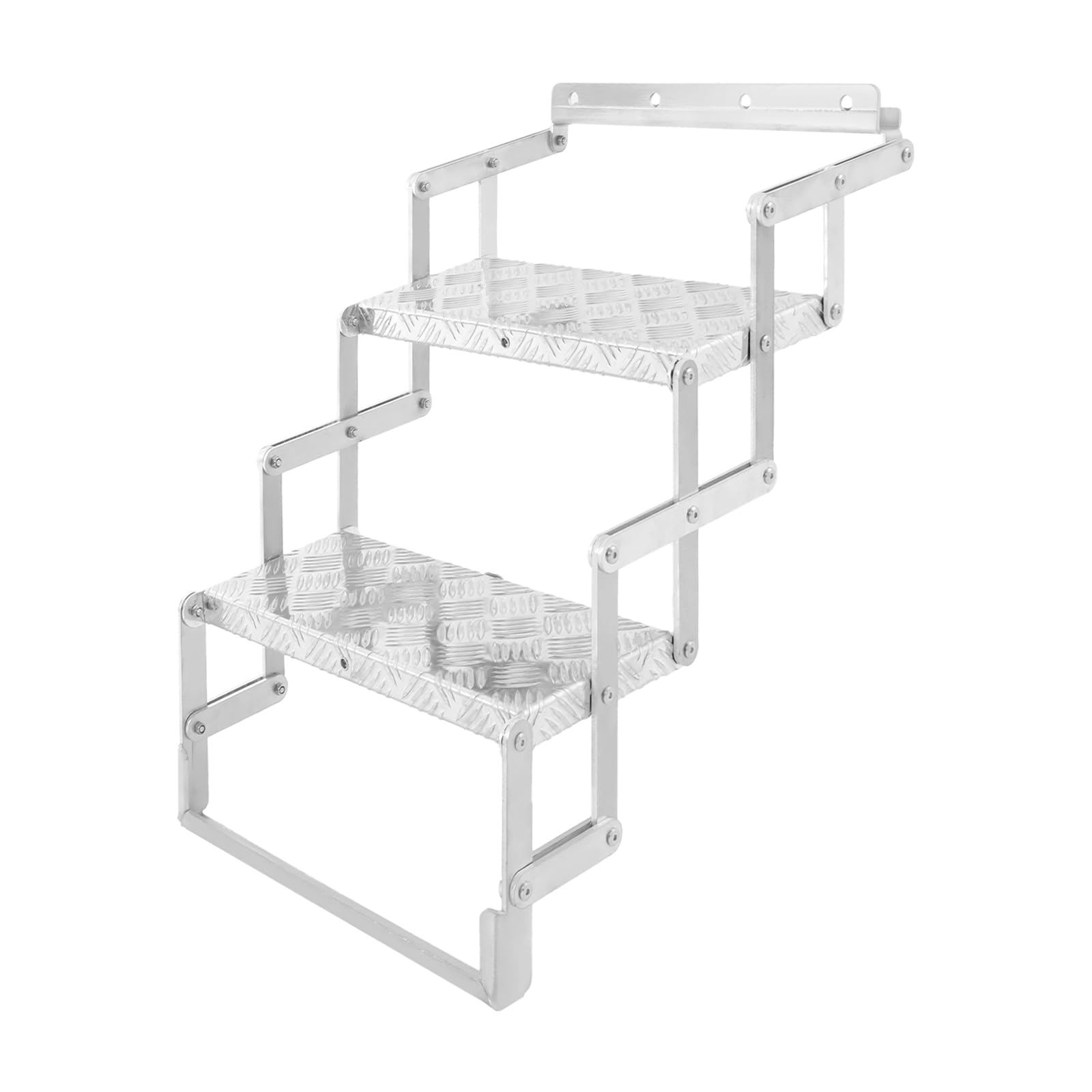 Scala pieghevole in alluminio fino a 110 kg, scala a gradini in lega di alluminio e acciaio al carbonio, pedane antiscivolo con fori di montaggio, per camper, roulotte, rimorchio (2 gradini)