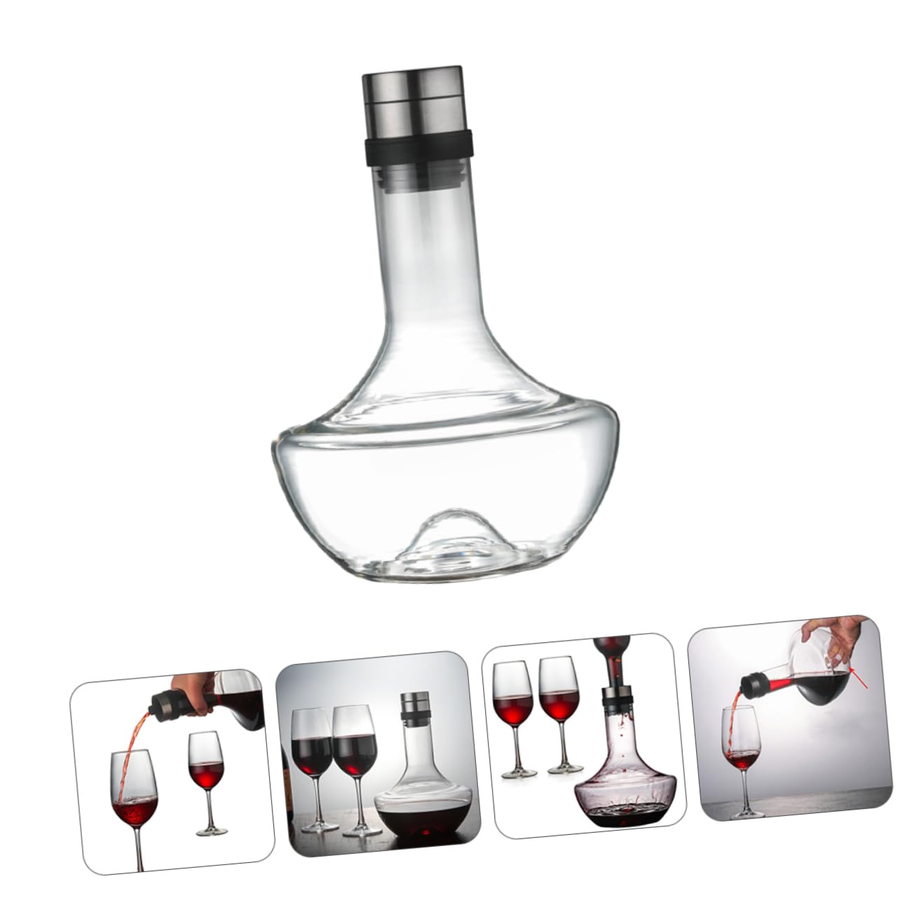 Cabilock 1 Pc licorera decantador de vino con aireador decantador de vino con tapón vaso cristal vaso de cristal bebidas jarra doméstica decantador de vino de vidrio champán