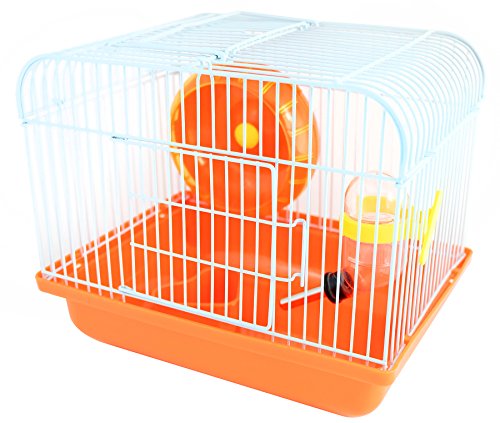 BPS(R) BPS bps-1257 Hamster Cage with Wheel Feeder, 22.5 x 17 x 19 cm, Orange