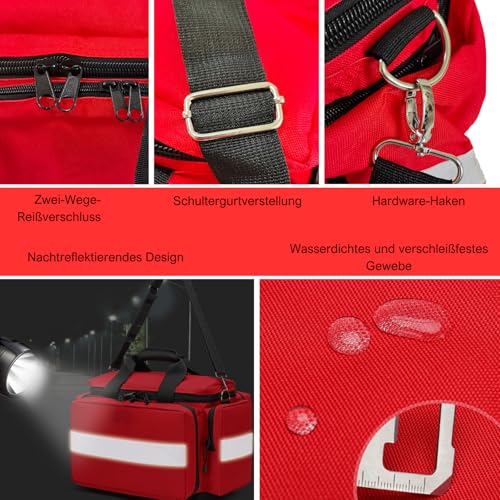 DZTSMART Erste-Hilfe-Tasche Leer Groß,Notfalltasche Leer - Sanitätstasche für Häusliche Pflege, Arzt, Reise & Notfall (Schwarz)