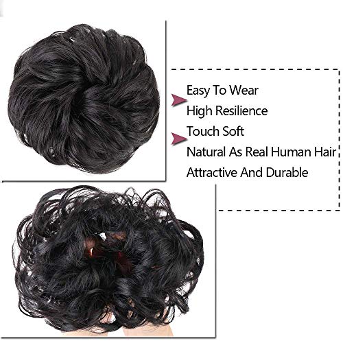 image for MORICA 1PCS Messy Hair Bun Hair Scrunchies Extension Curly Wavy Messy 