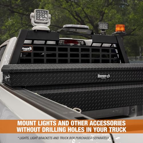 Image of GuardDogg by Buyers 851560 23.50 inch Matte Black Heavy-Duty Steel Pickup Truck Headache Rack Bundle w /Mounting Brackets, Popular with RAM 2500 & 3500, Made in The USA