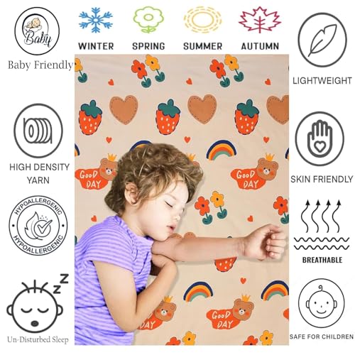 Image of RD FABS Cartoon Wrinkle Free Glace Cotton Bedsheet for Kids with 2 Pillow Cover (Double Bed King Size 90X95 Inches /Good Day /Pale Color /Boys Girls Room), 144 Tc,Multicolor