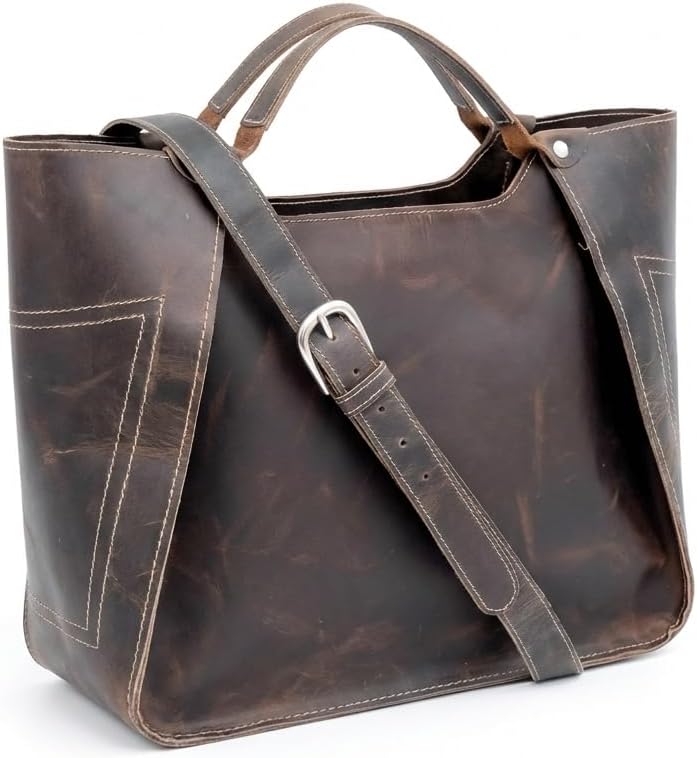 Tannery Genuine Full Grain Leather Shoulder Tote Bag for Women Large Handbag Ladies Purse Adjustable Strap Satchel Travel Bag