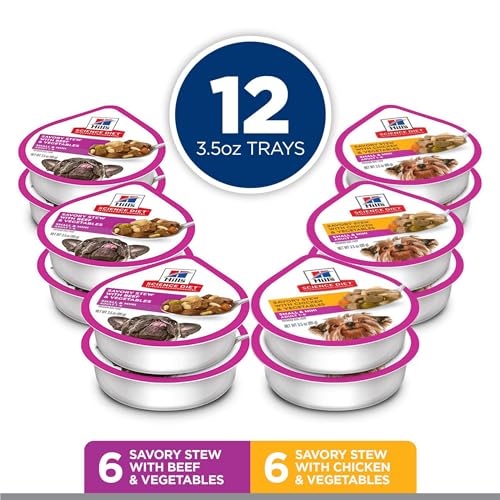 Hill’s Science Diet Small & Mini, Adult 1-6, Small & Mini Breeds Premium Nutrition, Wet Dog Food, Variety Case: Chicken & Vegetables; Salmon & Vegetables Stew, 3.5 oz Tray Variety Case, Case of 12 Hill’s Science Diet Small & Mini, Adult 1-6, Small & Mini Breeds Premium Nutrition, Wet Dog Food, Variety Case: Chicken & Vegetables; Salmon & Vegetables Stew, 3.5 oz Tray Variety Case, Case of 12