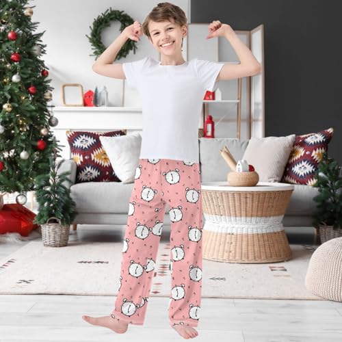 Boy's Lounge Pants Cartoon Clock on Pink Kids Jogger Pants Elastic Waist Long Bottoms with Pockets 6-14 Years2