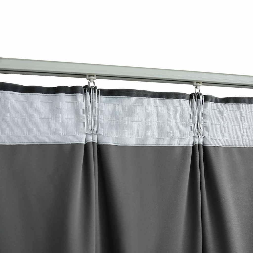vidaXL Cortina Opaca con Ganchos Hogar Decoración Diseño Estilo Salón Comedor Visillo Dosel Persiana Estor Telón 290x245 cm Terciopelo Gris Antracita