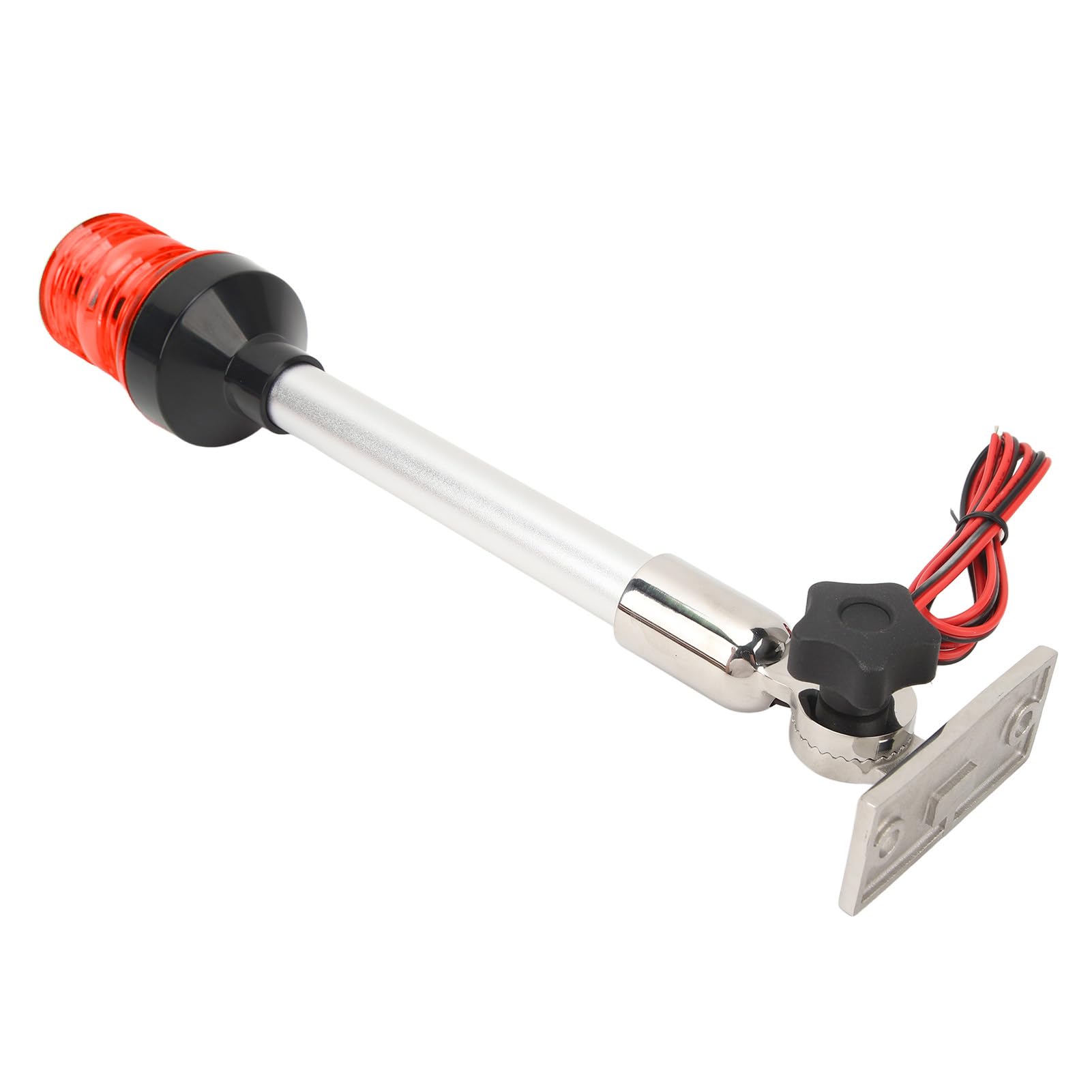 Qqmora Luce di Poppa a LED Pieghevole a 360 Gradi per Barche da Pesca, Yacht, Marine, Base Stabile e Asta per Alta visibilità, Adatta per Uso Marino (Rosso)