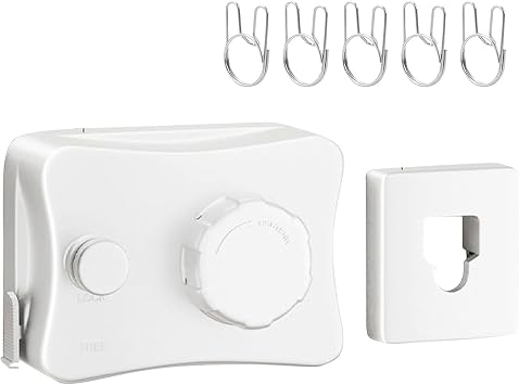 Retractable Clothesline-Heavy Duty Stainless Steel 16.7 Ft Adjustable Space Saving Drying Rope with Aluminum and ABS Wall Mount Case, Perfect for Compact Areas Indoor/Outdoor White