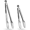 Hotec Stainless Steel Kitchen Tongs Set of 2 - 9" and 12", Locking Metal Food Tongs Non-Slip Grip