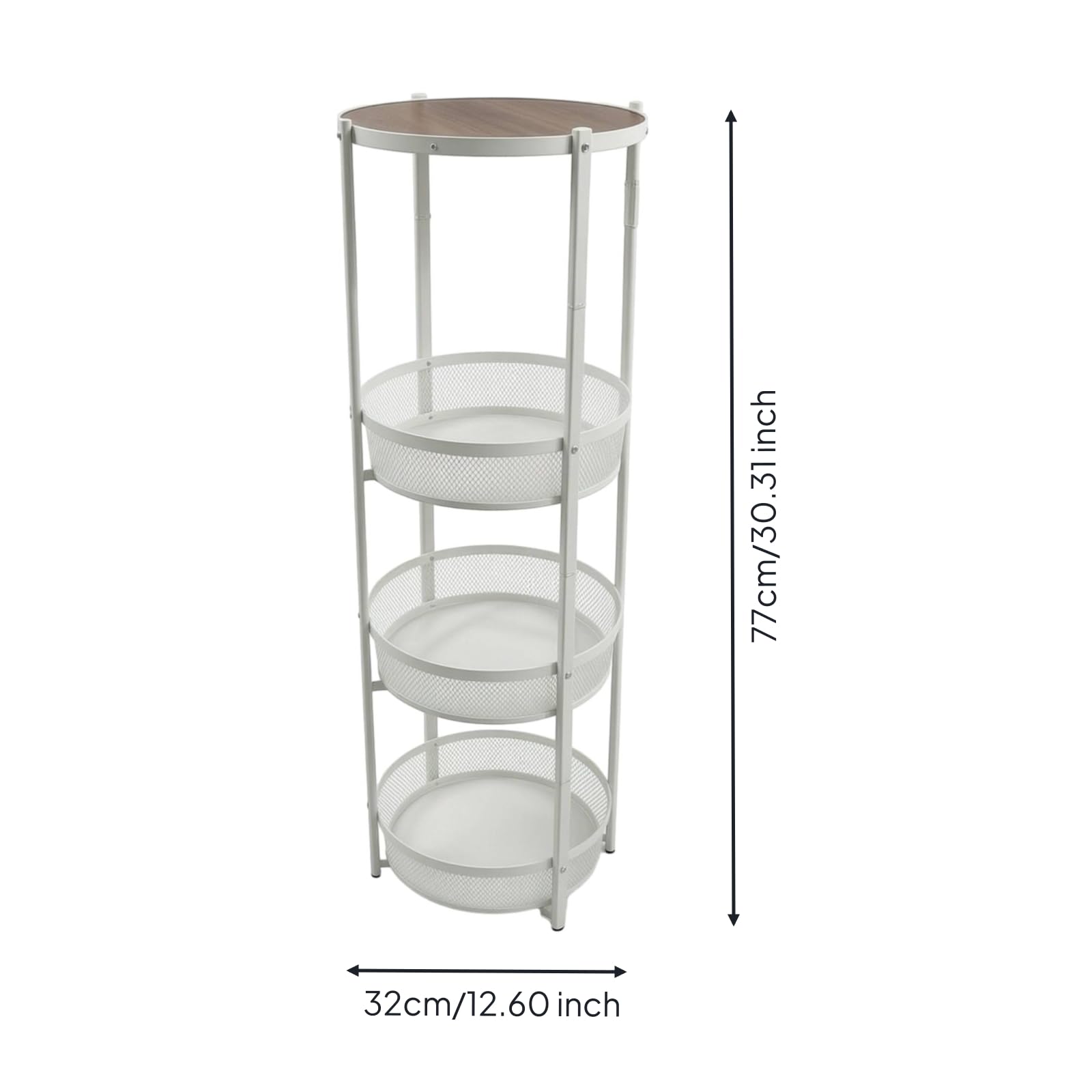 Rotating Side Stand Carrello Laterale Tavolino Mensola Supporto con Superficie in Legno E Struttura in Metallo Fluide Ripiani in Rete per Ordine E, color to 3