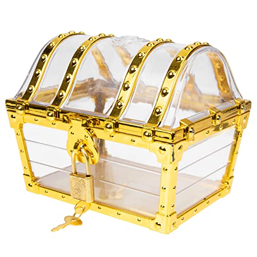 DECHOUS Goldene Piraten- Schatzkiste: Vintage- Schatzkiste Schmuckstück Organizer Andenken Kind Piratenspielzeug für Piraten- Cosplay- Partyzubehör Stil 1 Cover