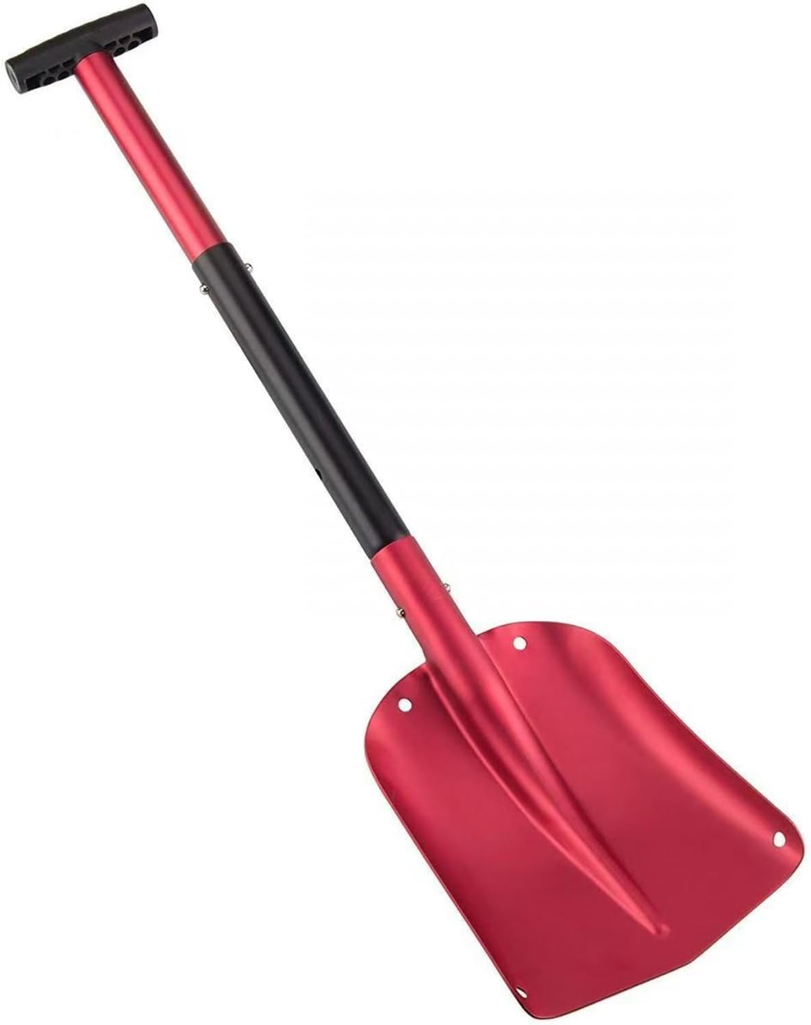 Aluminum Collapsible Snow Shovel, 3-Piece Portable Emergency Shovel, Lightweight Sport Utility Shovel for Car, Camping, Outdoor & Snow Removal, Matte Red