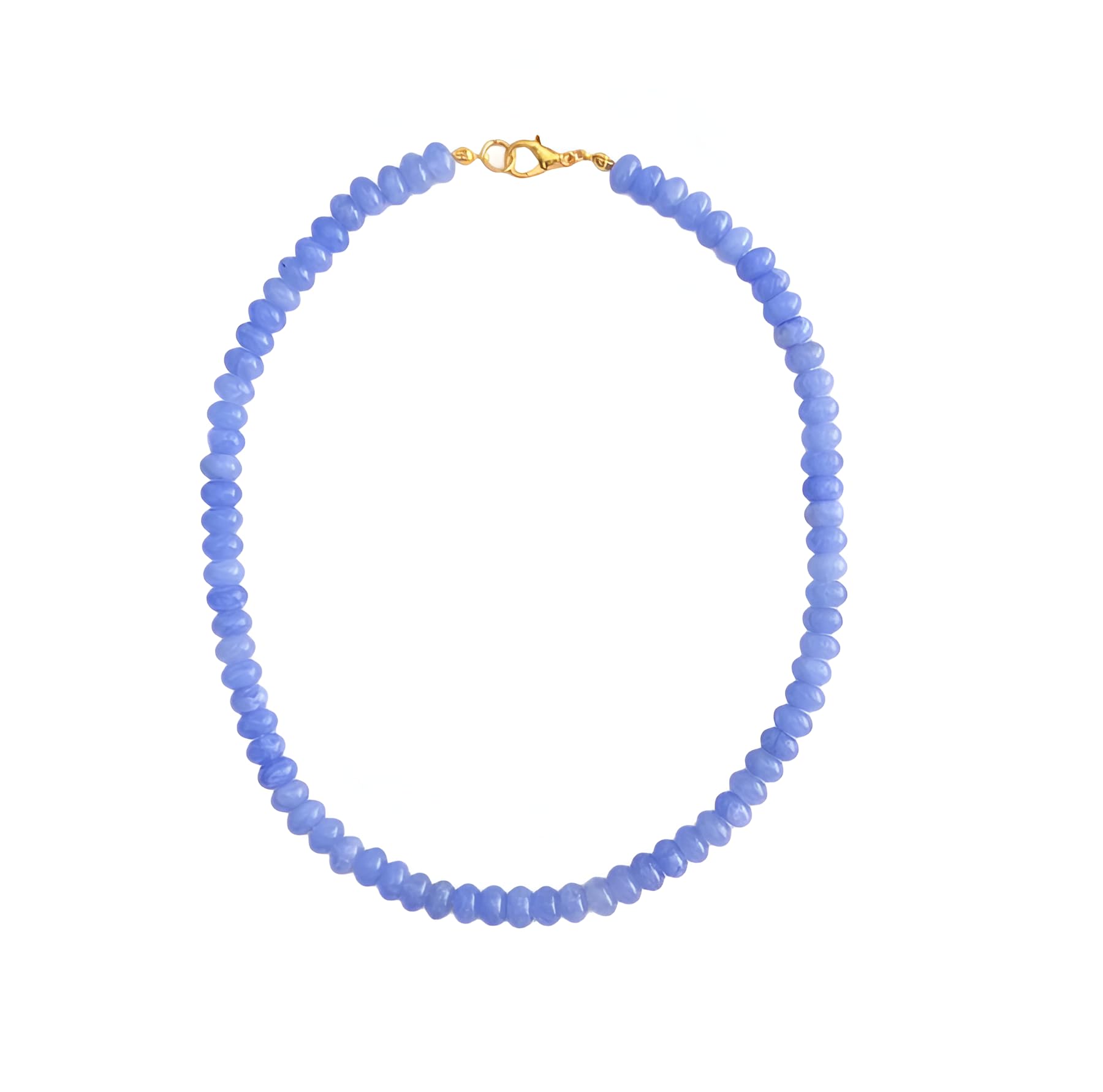 14K Yellow Gold Colorful Beaded Necklace For Women, Colored Semi-Precious Stones Necklace 5 * 8mm Natural Stone Beaded Necklaces, Rainbow Beads