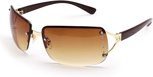 GUVIVI Gafas de sol Y2K envolventes para mujeres y hombres, gafas de sol con parte superior plana, gafas de sol futuristas sin marco con lentes