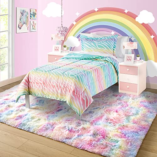 MARATIP Hallway Runner Rug 080 x 150 cm Rainbow Washable Anti Slip Fluffy Shaggy Rugs, 80 x 150 cm (Rectangular) - Image 4
