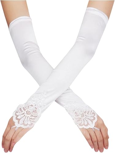 Guantes perforados, longitud de noche para mujer, codo sin dedos, elásticos, guantes largos de ópera, guantes de esquí para hombre