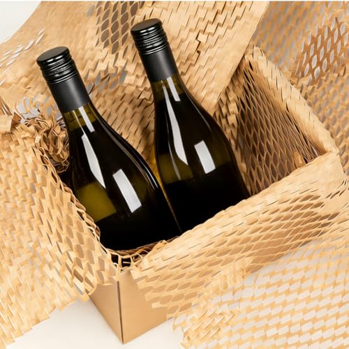 Wabenpapier Rolle, 30cmx50M Honigwaben Verpackungspapier Braunes Verpackungsmaterial Verpacken Papier, 80g/m² Wabenpackpapier Luftpolsterfolie Alternative für Umzug & Versand Zerbrechliche Gegenstände