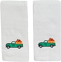 Vista 16 de Serafina Home Toallas decorativas para decoración de otoño: nueces bordadas sobre hojas de bellotas de otoño en naranja felpa, juego de 2 piezas, 11