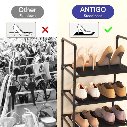 Shoe Rack, 10 Tier Tall Shoe Storage Organizer for Closet Entryway, 20-24 Pairs Narrow Metal Shoe Stand Shelf Holder Space Saving(Black) - Image 6