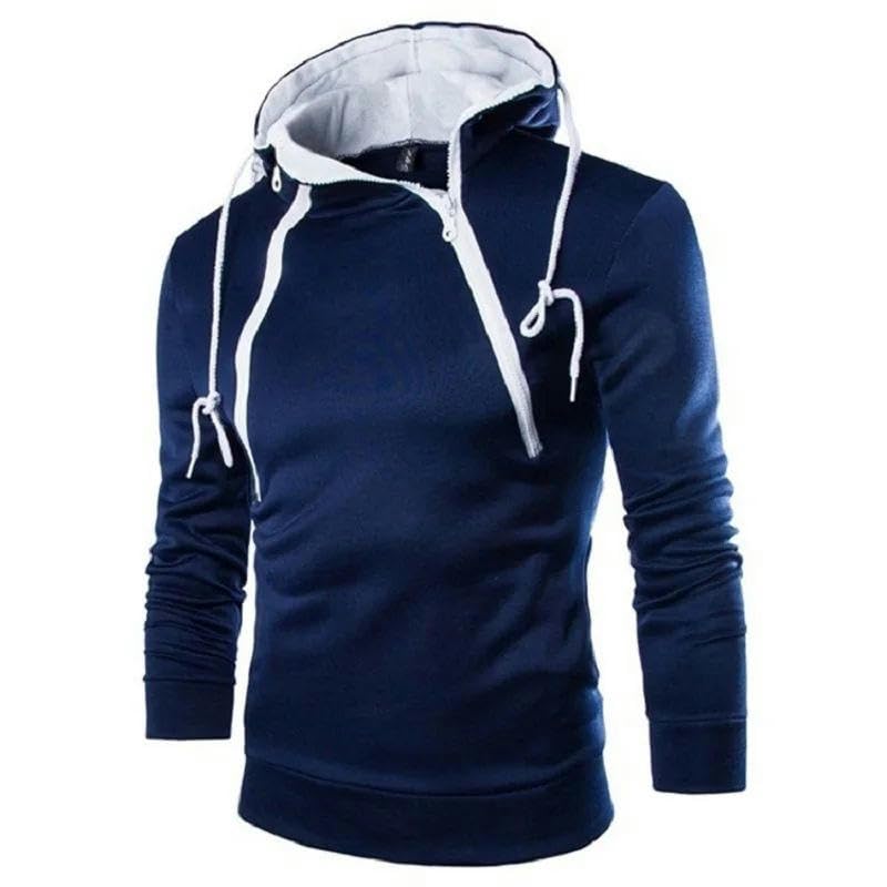 Men's Long Sleeve Sweatshirt Zippered Hooded Pullover Turtleneck Men's Sweatshirt4