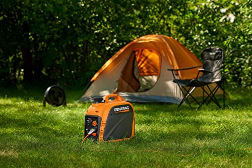 Generac 8250 GP2500i 2,500-Watt Gas Powered Portable Inverter Generator - Compact and Lightweight Design with Parallel Capability - Produces Clean, Stable Power - CARB Compliant - Orange/Black