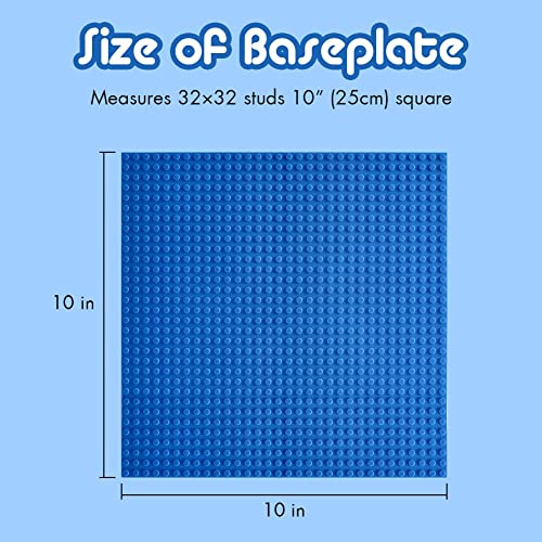 Lekebaby Classic Baseplates Building Base For Building Bricks 100% Compatible With Major Brands-Baseplate 10" X 10", Pack Of 6 (Blue) #TOP6