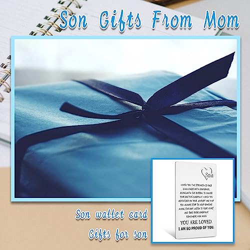 TRCENDE To My Son Gifts Wallet Card from Mom Dad Engraved Inserts Card for Son Back To School Graduation Birthday gift Son Birthday Card College Graduation Christmas Deployment gift xson2