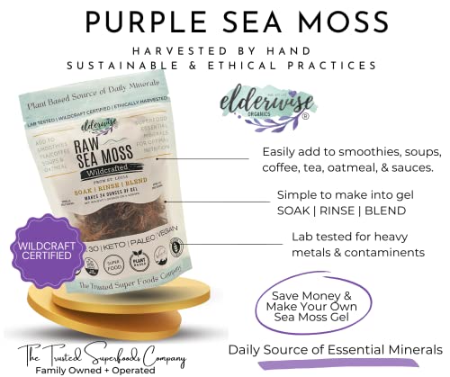 Sea Moss | Purple | Makes 24oz of Gel | Raw + Non GMO | Sundried | WILDCRAFTED - Thumbnail 2