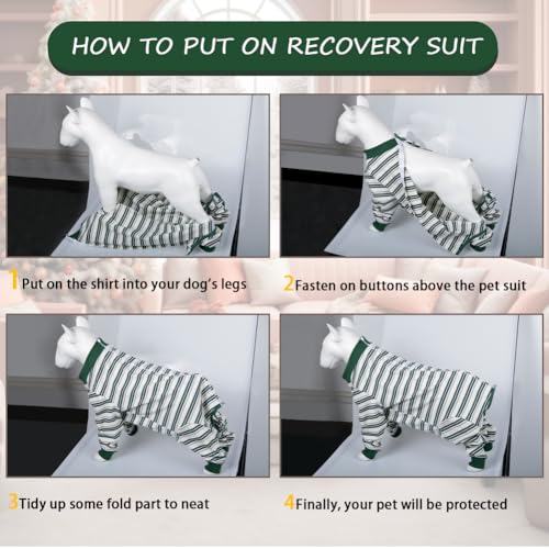 Image of FEimaX Dog Recovery Suit After Surgery, Puppy Spay Neuter Prevent Licking Onesie Alternative Bandages E-Collar & Cone, Pet Abdominal Wounds Post Surgical Shirt for Dogs Cats