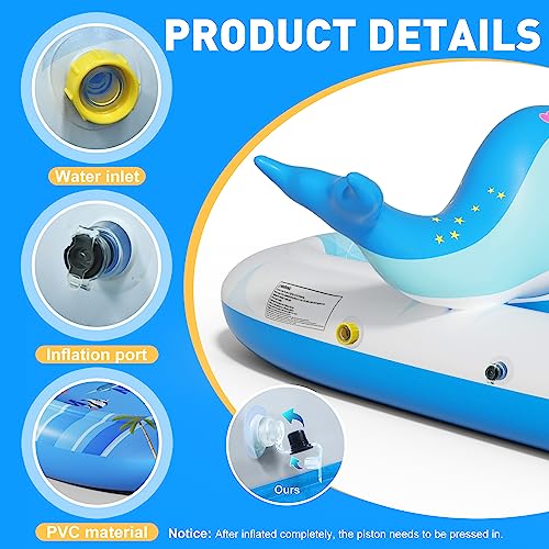 G-TING Splash Pad Sprinkler for Dogs Kids, 4 in 1 Dolphin Inflatable Sprinkler Kiddie Splash Pool for Kids, Summer Backyard Sprinkler Pad & Splash Play Mat Outdoor Water Toys for Toddlers 1-3 4-8