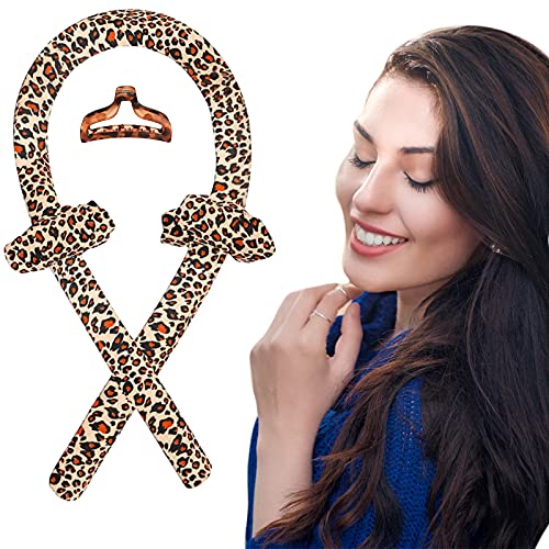 Heatless Hair Curler Headband,Hair Rollers No Heat Headband Overnight Hair Curler for Women Girls Long and Short Hair (Leopard)