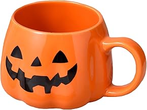 EWEISHEIT Pumpkin Coffee Cup-Cartoon Cute Creative Ceramic Pumpkin Cup with Cover Breakfast Cup Dessert Soup Cup Coffee Cup Student Water Cup Mug