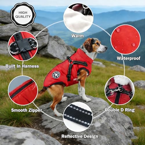 GREATRICH Manteau Chien avec Harnais, Imperméable Gilet Costume Vetement Chien, Vêtements Veste pour Chien, Manteau pour Chiens avec Lignes Réfléchissantes, pour Petit Chiens 5-7kg Automne et Hiver – Image 6