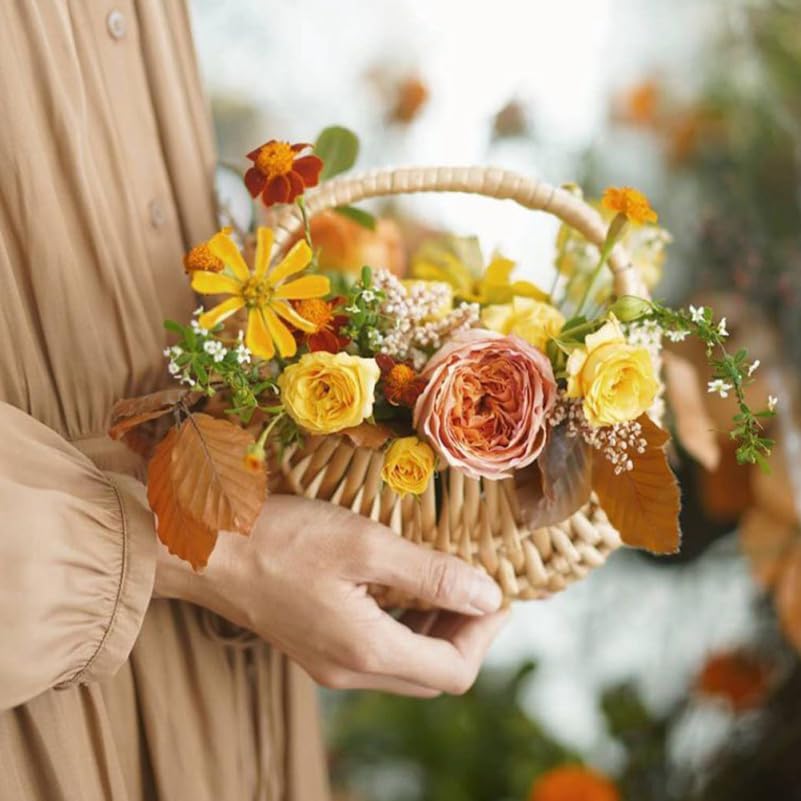 Miniatura 3 de Hemoton Contenedores de alimentos para exteriores, cesta de pastos marinos, cesta de almacenamiento tejida a mano, cesta de almacenamiento de