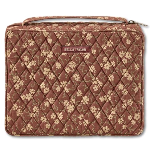 Bella Taylor Bible Cover, Quilted Bible Case, Burgundy Floral