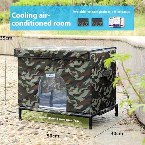 Casa para gatos al aire libre impermeable con ventana y base elevada aislante 5